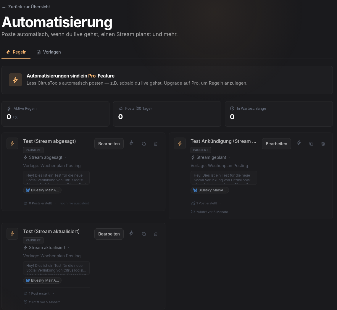 Automatisierungs-Regeln mit Auslösern und Vorlagen